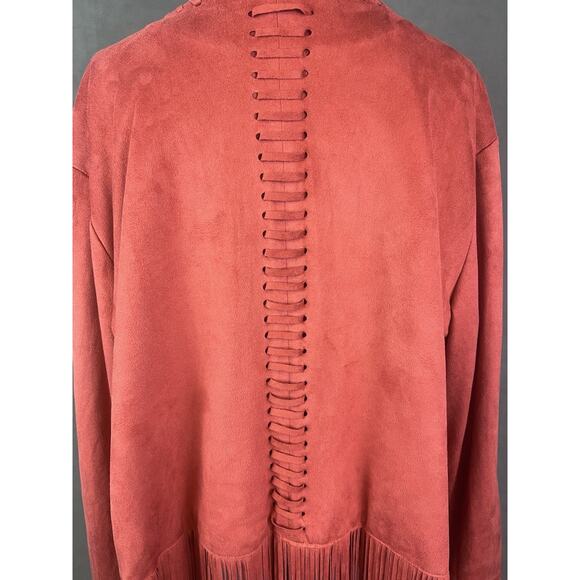 Ariat Faux Suede Jacket Womens Size XXL Rust Fringe Cutout Concert Rodeo Western - Picture 5 of 9